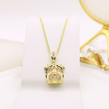 Load image into Gallery viewer, 14 K Gold Plated Bulldog pendant with white zirconia
