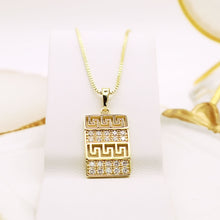 Load image into Gallery viewer, 14 K Gold Plated greek pendant with white zirconia
