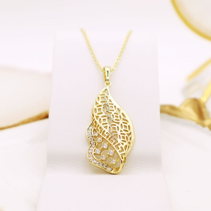 14 K Gold Plated pendant with white zirconia