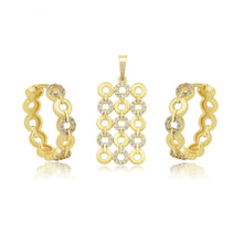 Load image into Gallery viewer, 14 K Gold Plated pendant and earrings set with white zirconia
