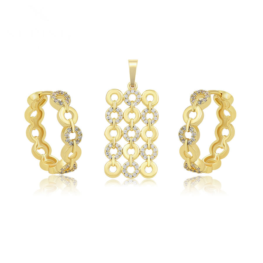 14 K Gold Plated pendant and earrings set with white zirconia