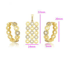 Load image into Gallery viewer, 14 K Gold Plated pendant and earrings set with white zirconia
