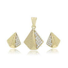 Charger l&#39;image dans la galerie, 14 K Gold Plated pendant and earrings set with white zirconia
