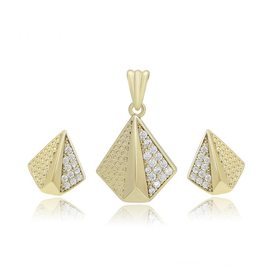 14 K Gold Plated pendant and earrings set with white zirconia