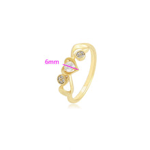Load image into Gallery viewer, 14 K Gold Plated ring with white zirconium
