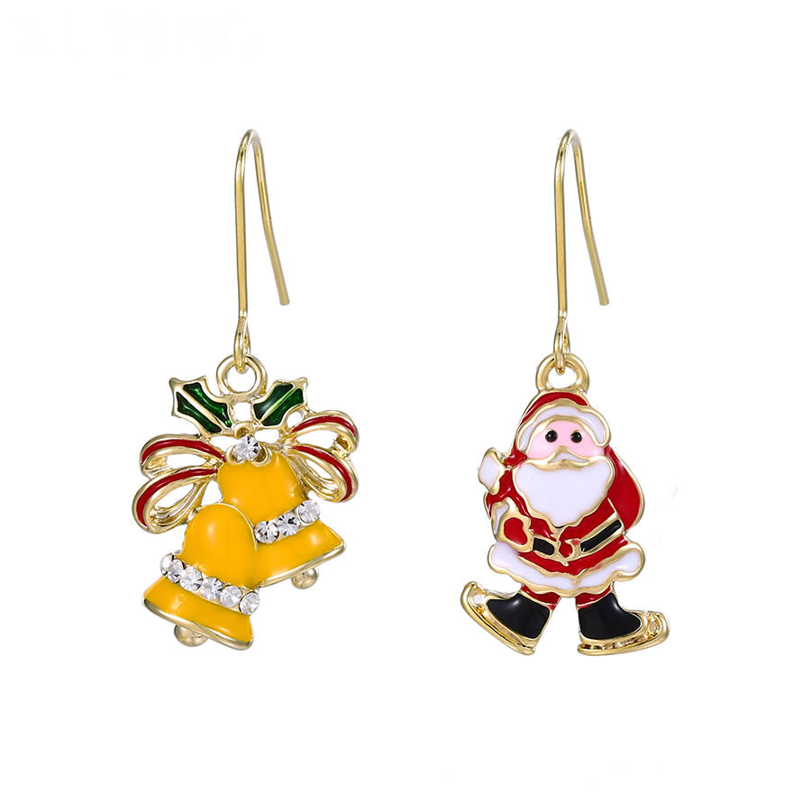 14 K Gold Plated Christmas earrings with white zirconia