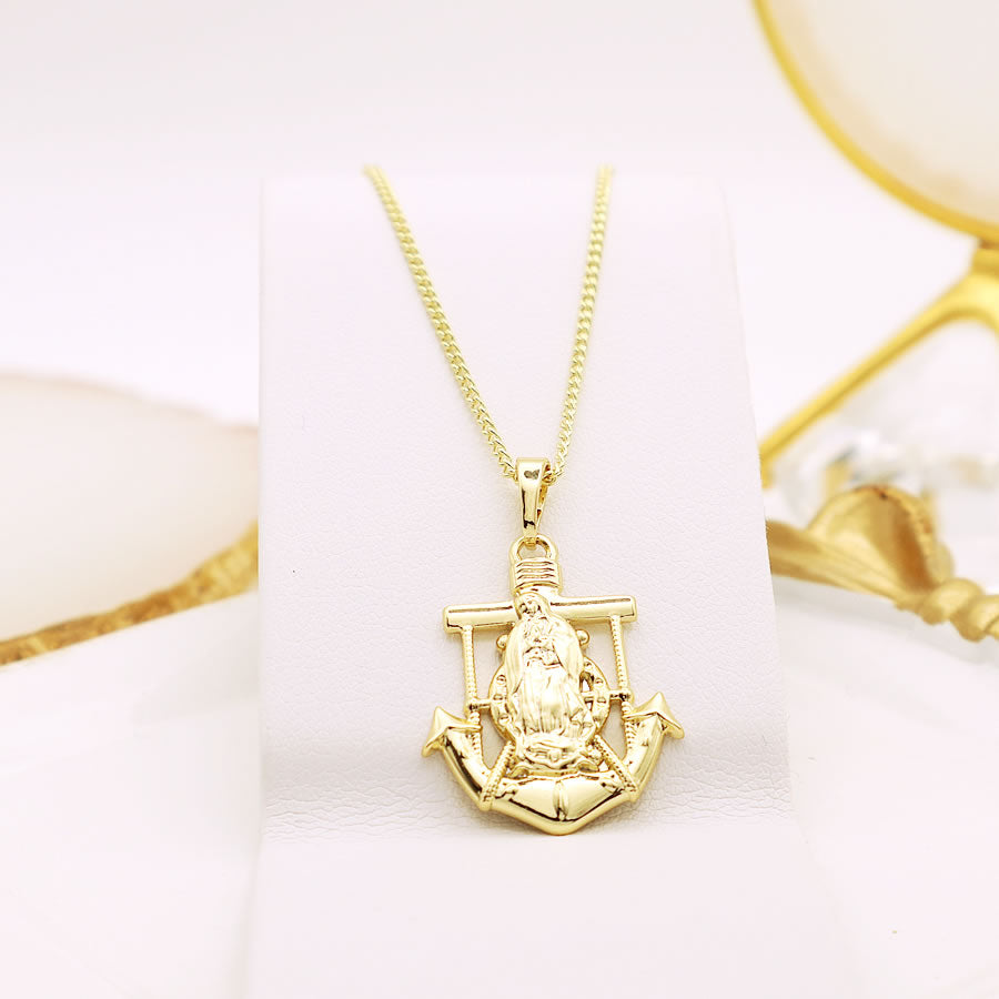 14 K Gold Plated Anchor Virgin pendant