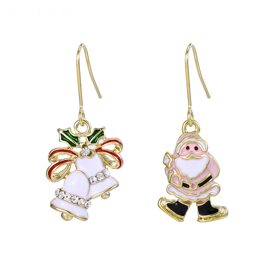 14 K Gold Plated Christmas Pink Santa earrings with white zirconia